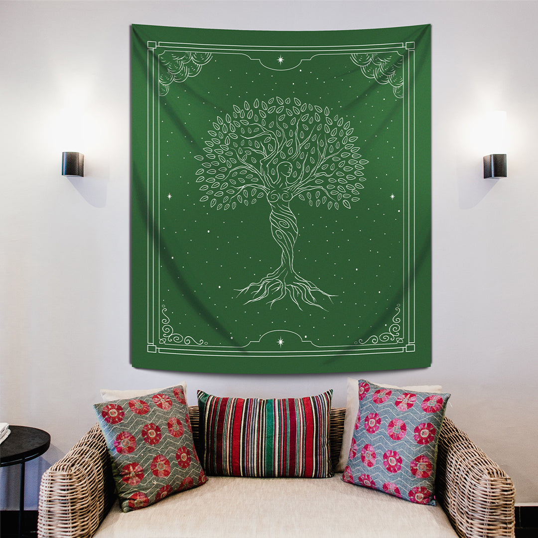 Goddess of Tree | Greenish Duvar Örtüsü