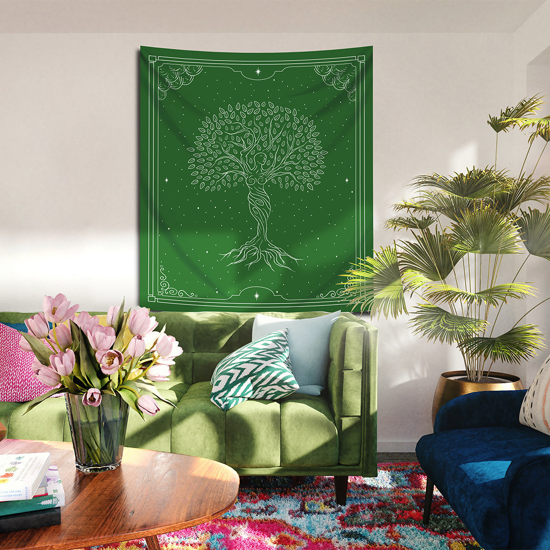 Goddess of Tree | Greenish Duvar Örtüsü