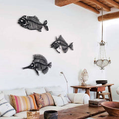 Fishbones Metal Duvar Dekoru