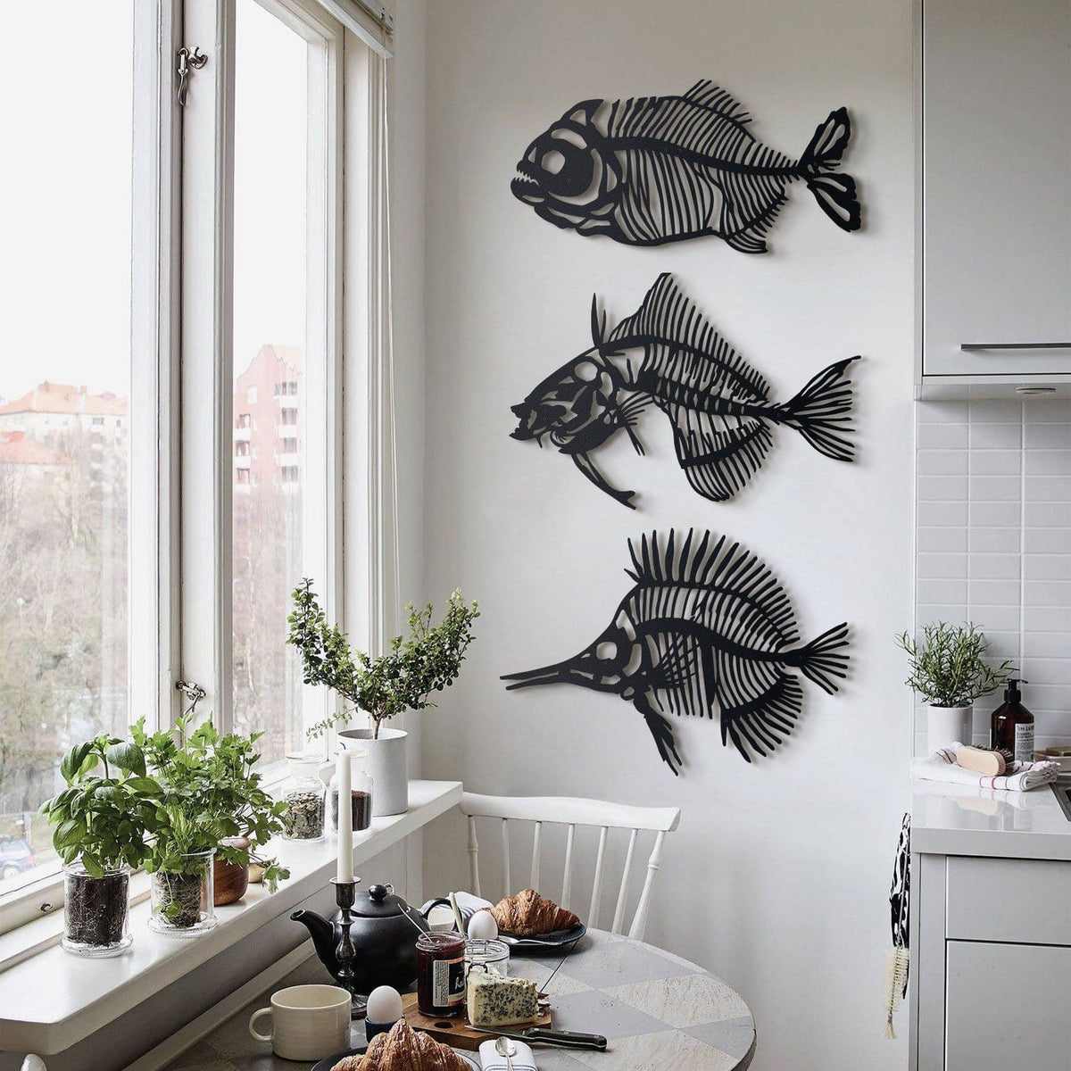 Fishbones Metal Duvar Dekoru