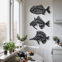 Fishbones Metal Duvar Dekoru