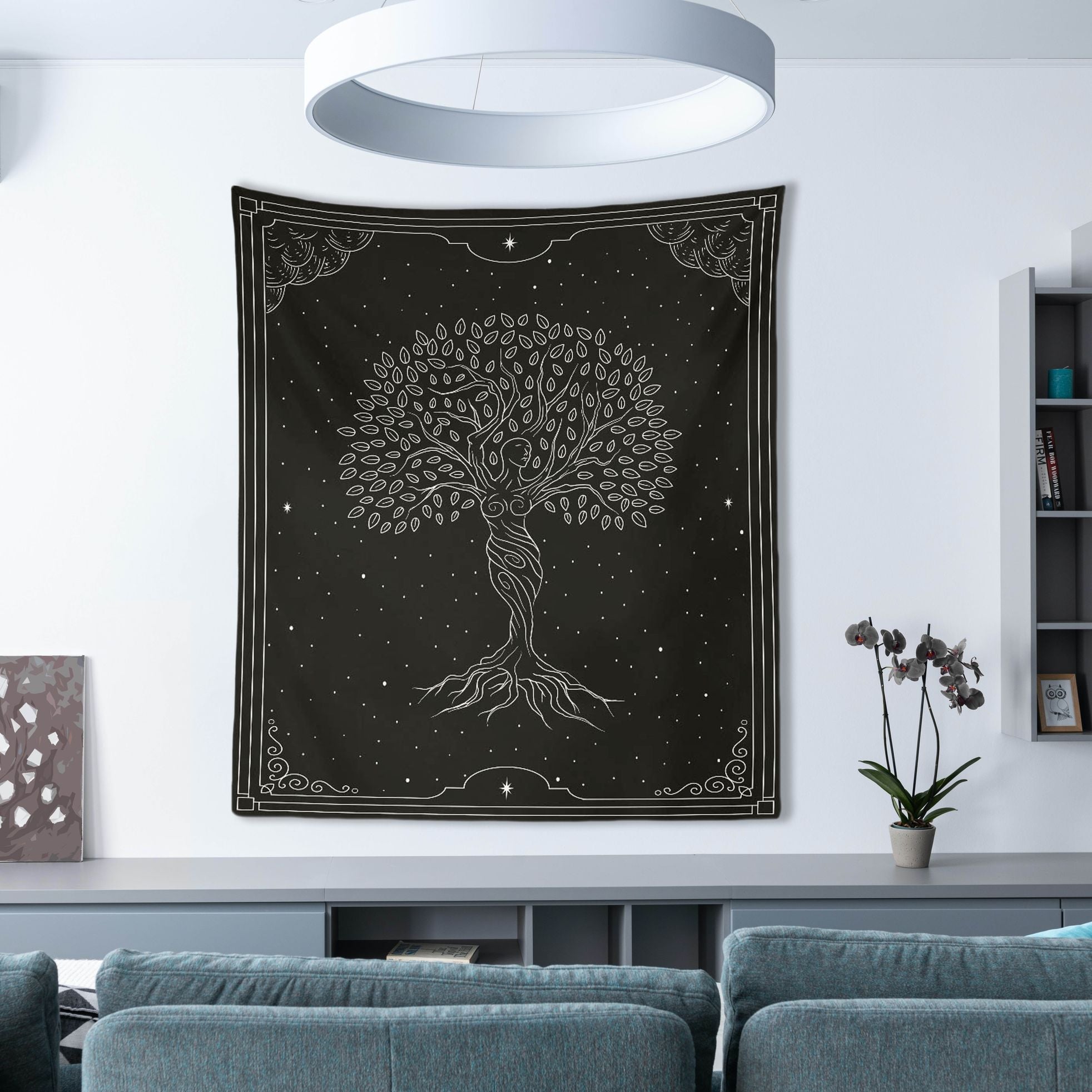 Goddess of Tree | Black Duvar Örtüsü