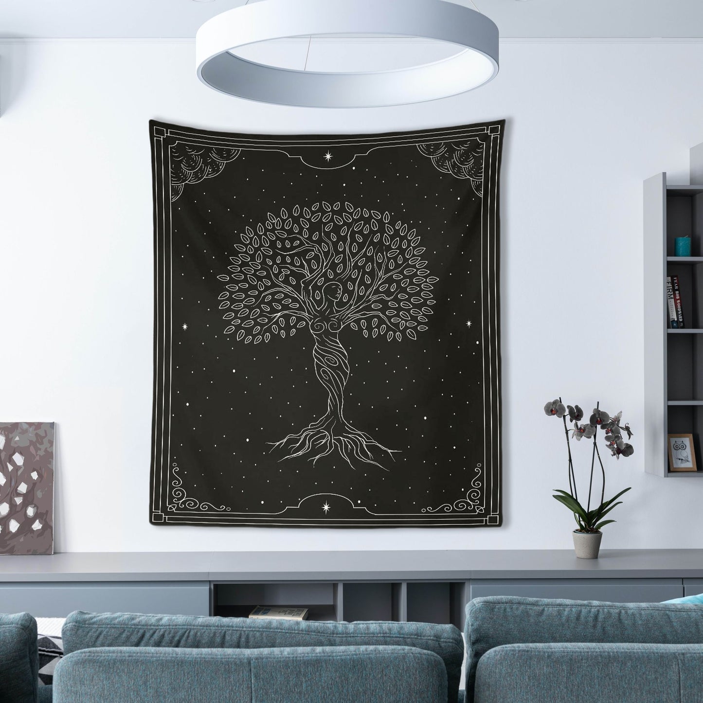 Goddess of Tree | Black Duvar Örtüsü