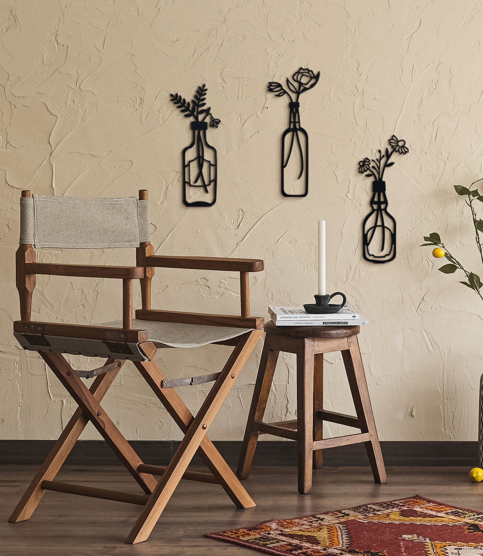 Blommor Metal Duvar Dekoru