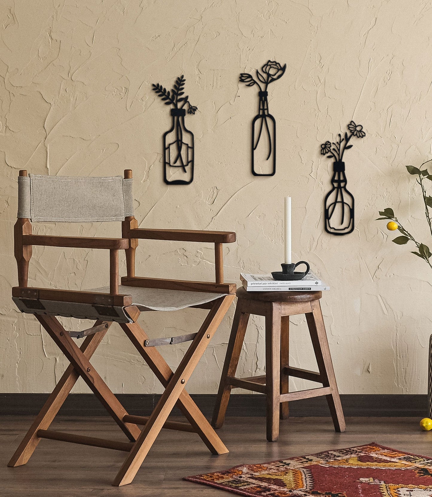 Blommor Metal Duvar Dekoru