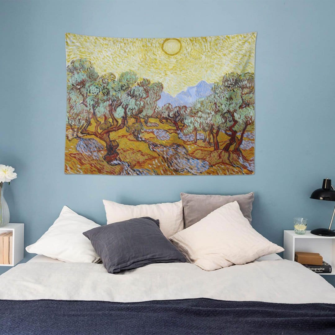 WALLHANG | Olive Trees with Yellow Sky and Sun | Duvar Örtüsü | wallhang.com.tr