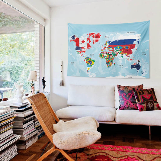 Political World Map Duvar Örtüsü