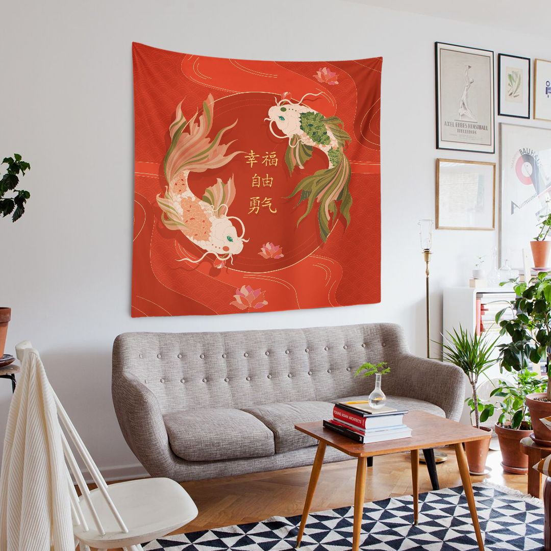 Yin Yang Koi Duvar Örtüsü