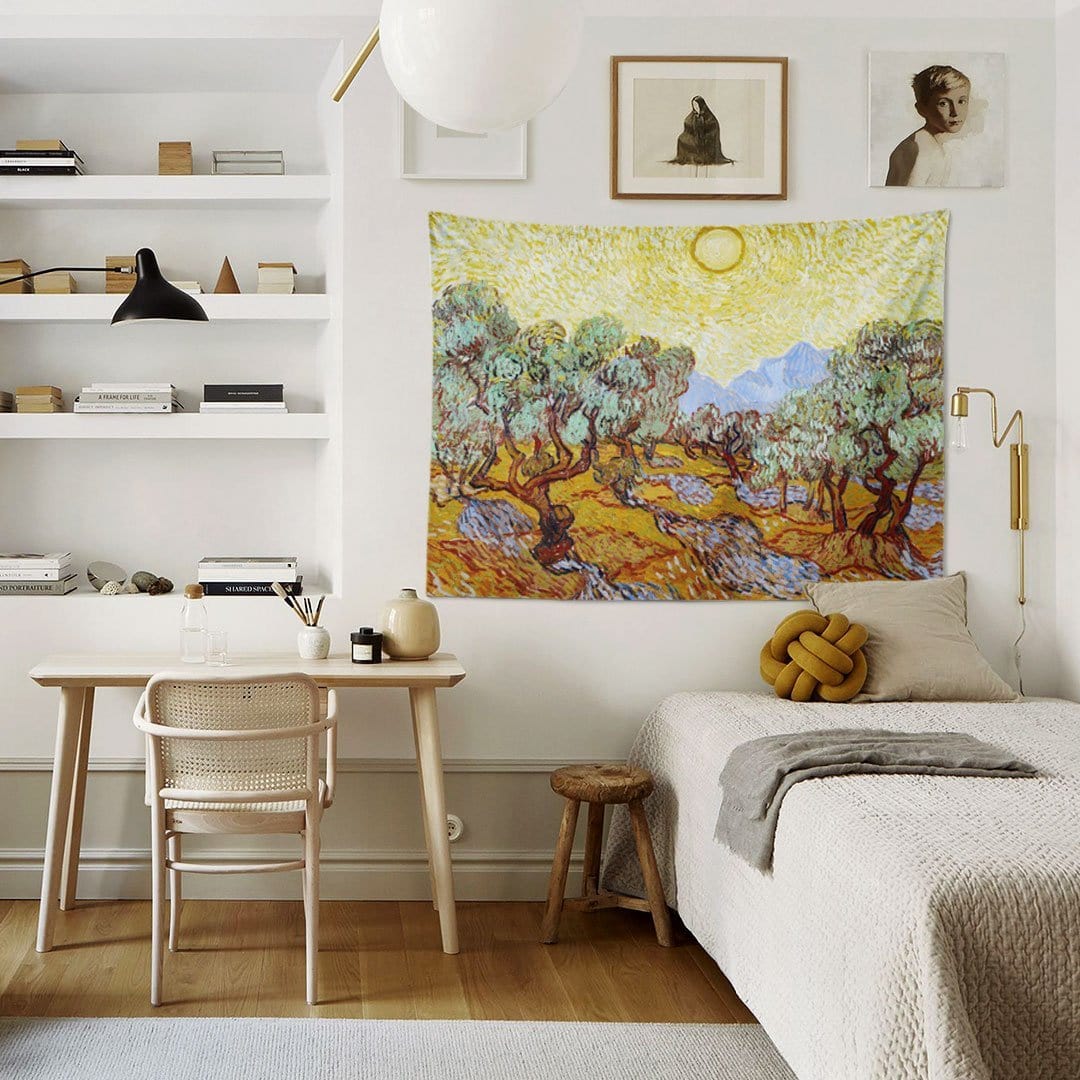 WALLHANG | Olive Trees with Yellow Sky and Sun | Duvar Örtüsü | wallhang.com.tr