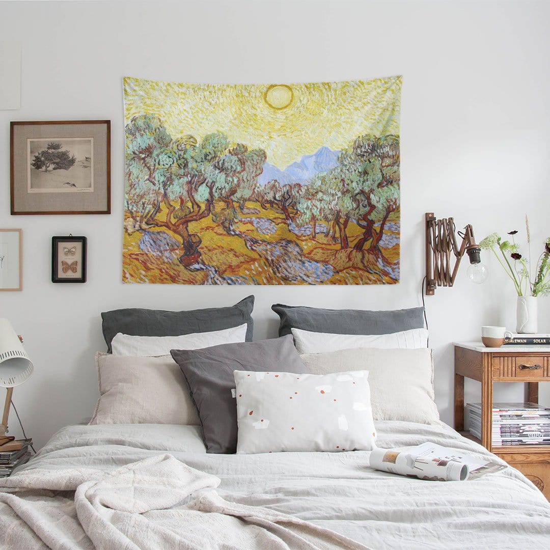 WALLHANG | Olive Trees with Yellow Sky and Sun | Duvar Örtüsü | wallhang.com.tr