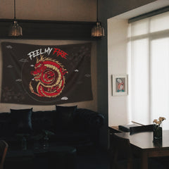 Red Dragon Deep Black Duvar Örtüsü